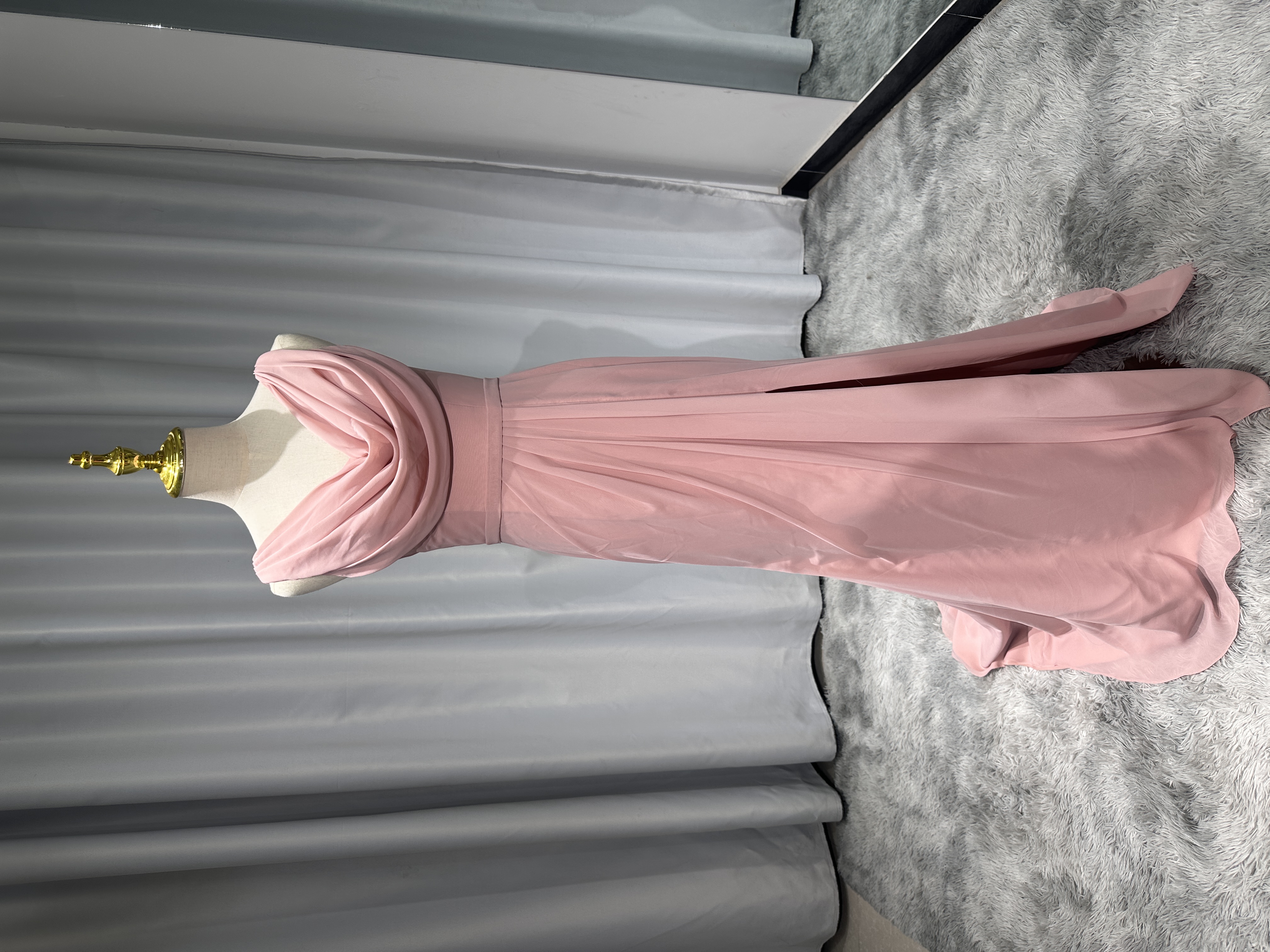 Sheath Cowl Neck Sleeveless Chiffon Bridesmaid Dresses With Slit and Ruffles