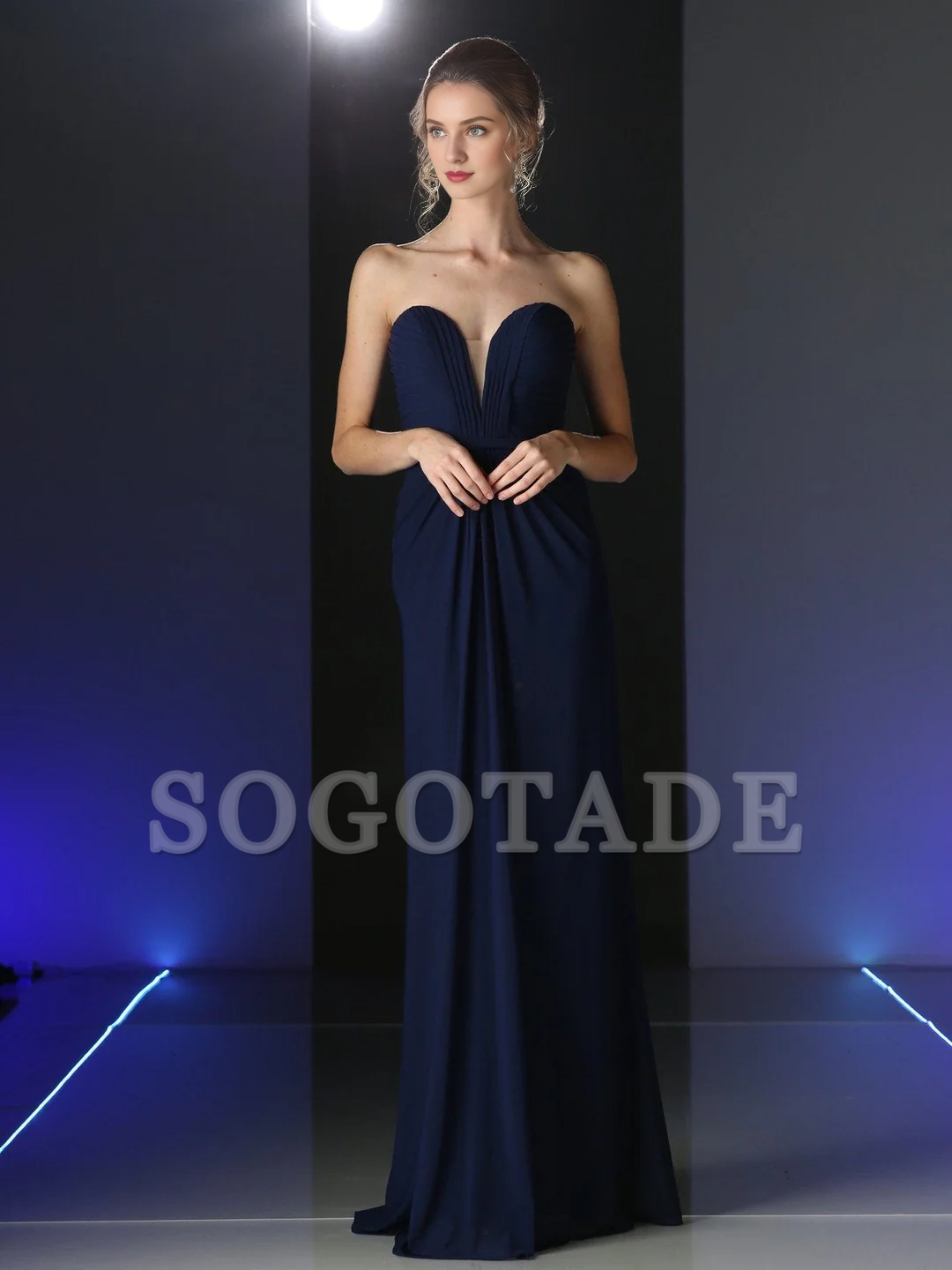 Long strapless sweetheart dress