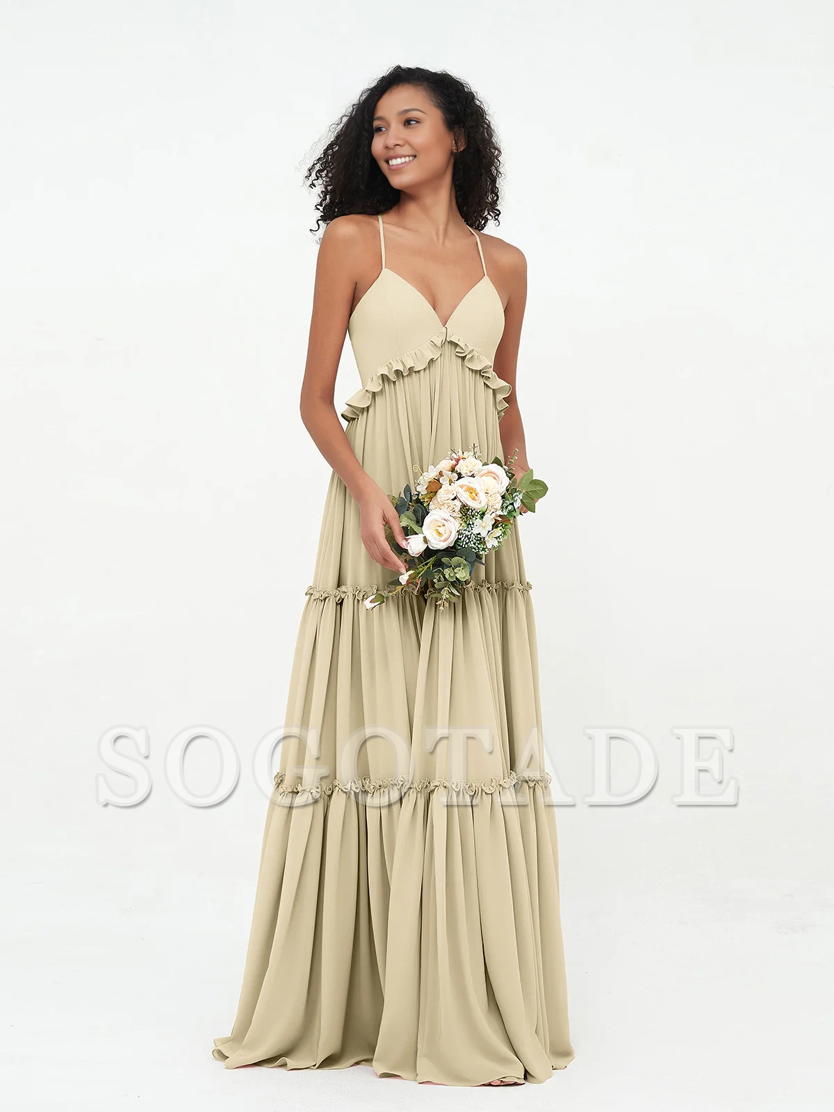 Empire chiffon layered dress Max Bohemian bridesmaid dress