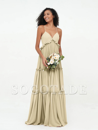 Empire chiffon layered dress Max Bohemian bridesmaid dress