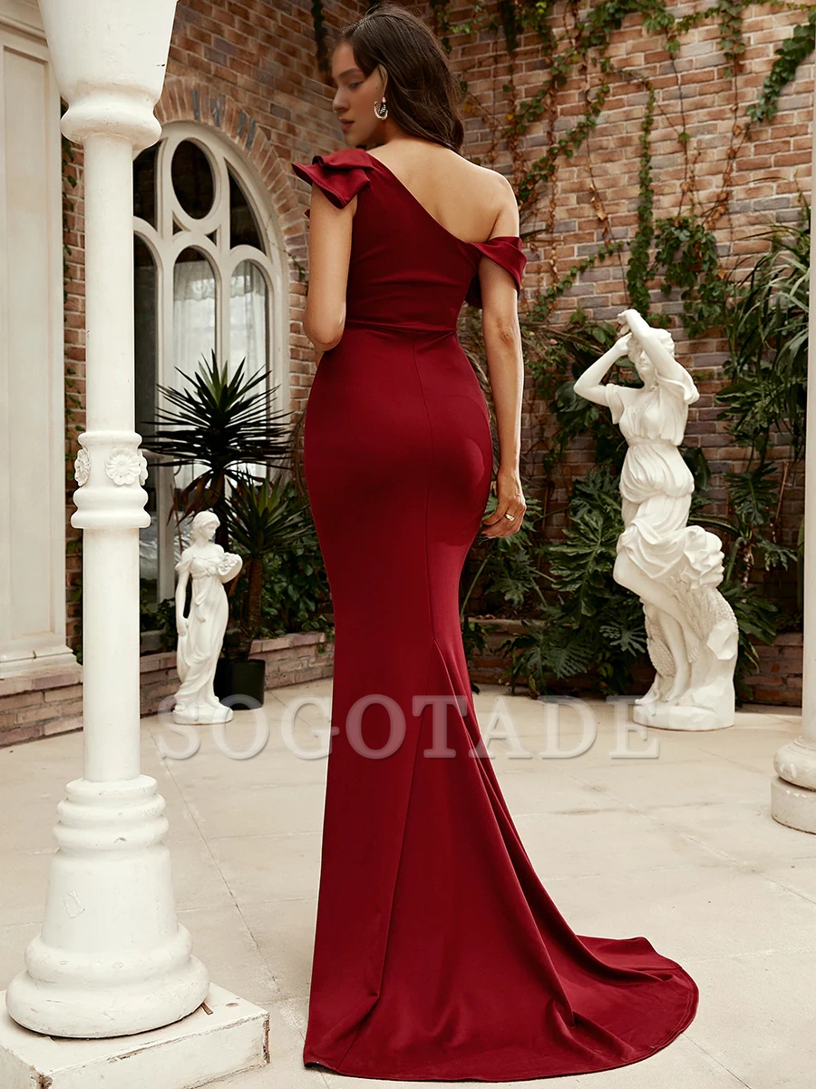 Mermaid Red Ruffle and Ground length Gowns Evening Dresses