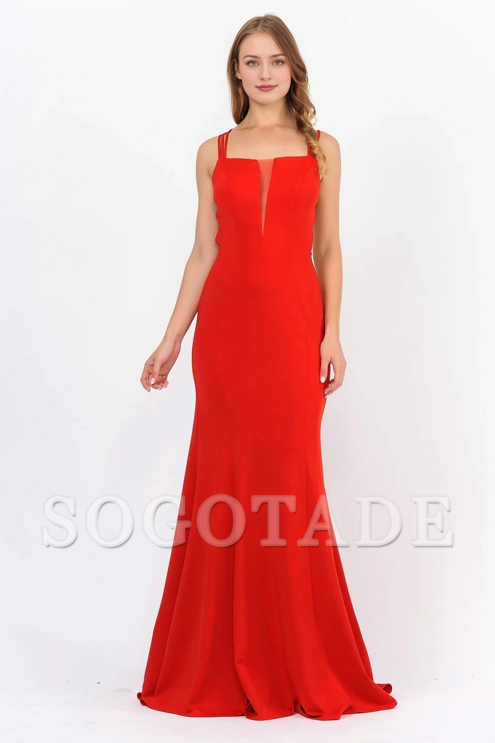 Illusion splicing long lace up backless dress