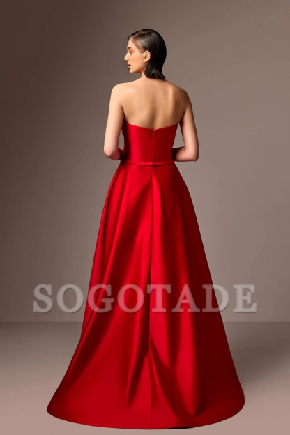 Heart collar satin strapless and floor length godons evening dresses