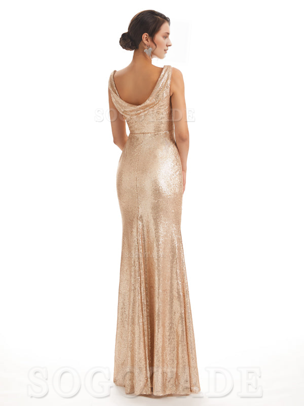 Sleeveless V Neck Mermaid Cultivate oneself Sequin Shining Luxury Bridesmaid Dresses Formal Women's Dresses Wedding Guest Dresses