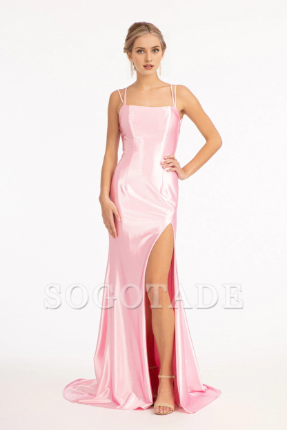 Fitted skirt satin long dress