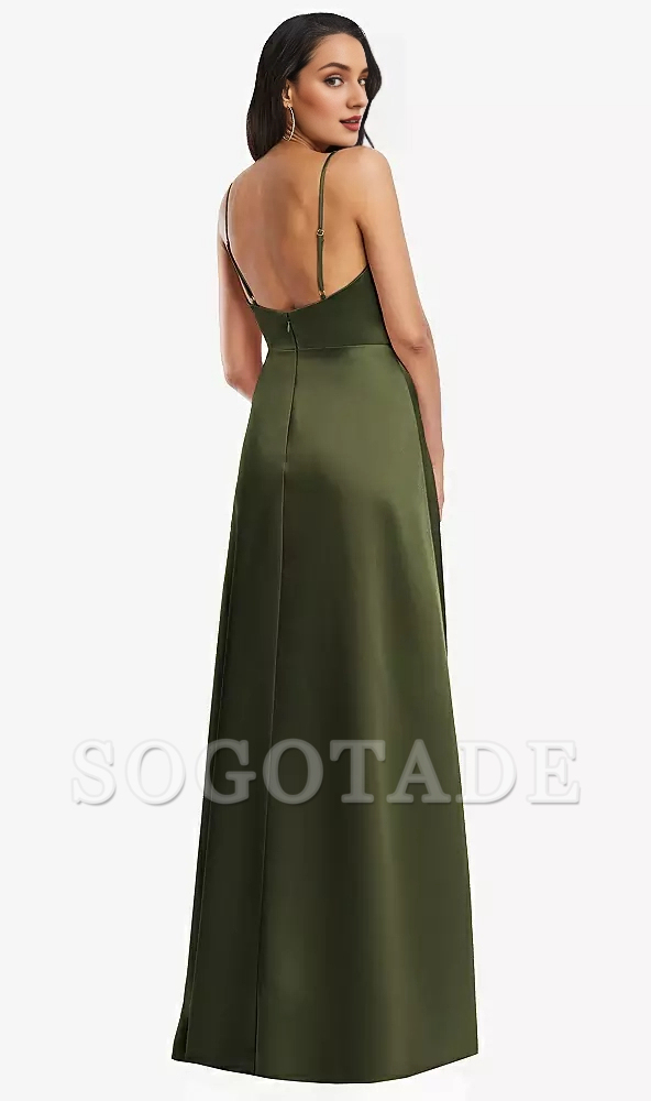 Buckle details adjustable shoulder strap to mimic body length Prom dress