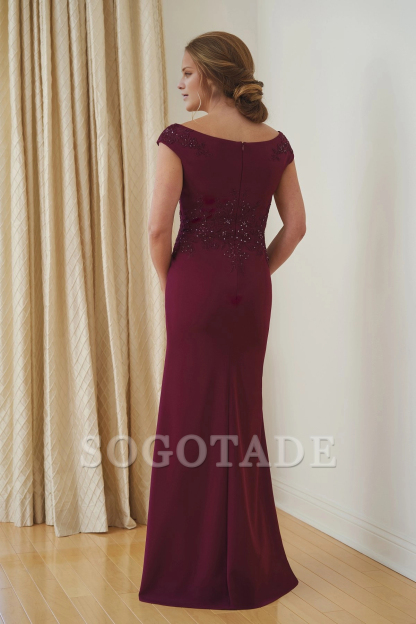 V-neck lace backless and floor length mother of bride dresses