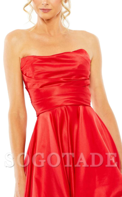 Off shoulder collar tight corset asymmetric high slit and floor length evening dress