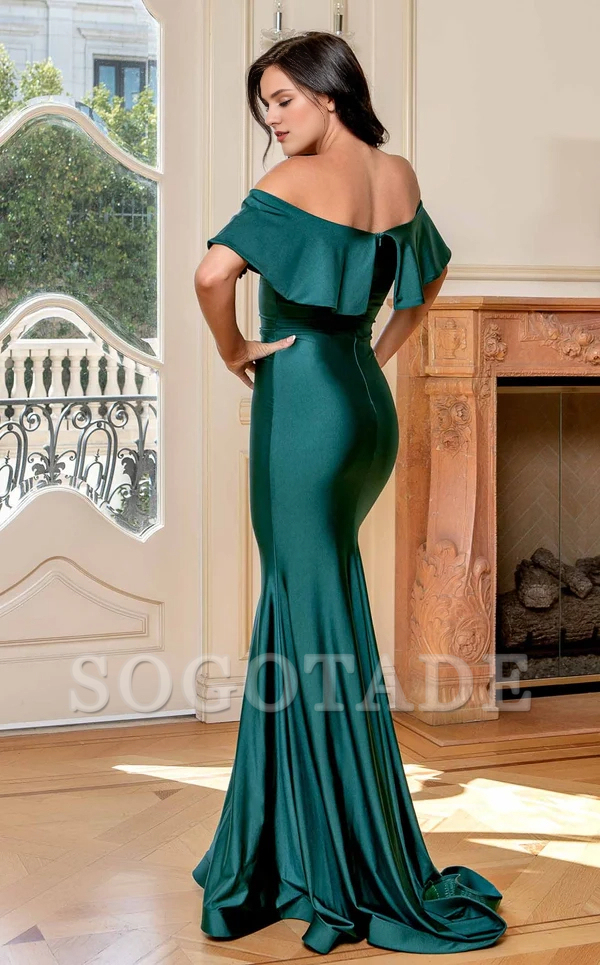 Mermaid One Shoulder Bareback and Ground length Prom Dress