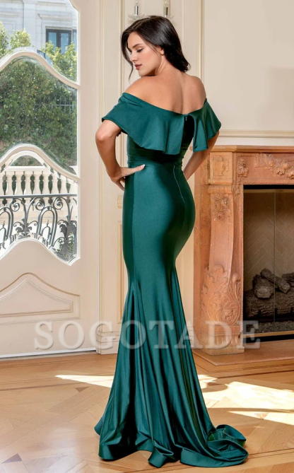 Mermaid One Shoulder Bareback and Ground length Prom Dress