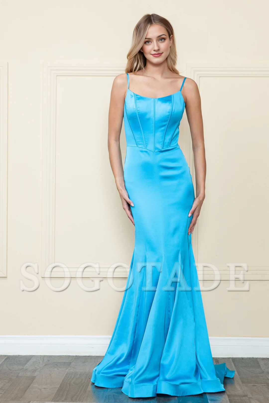 Slimming mermaid dress sleeveless Chamiyus silk long dress
