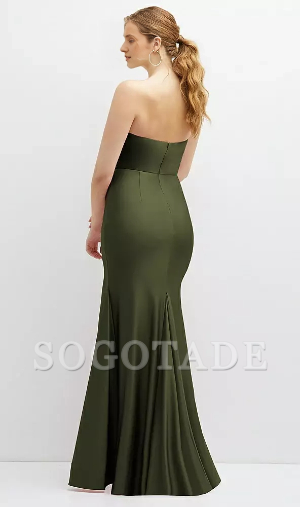 Strapless off shoulder collar with drooping  satin mermaid prom dress