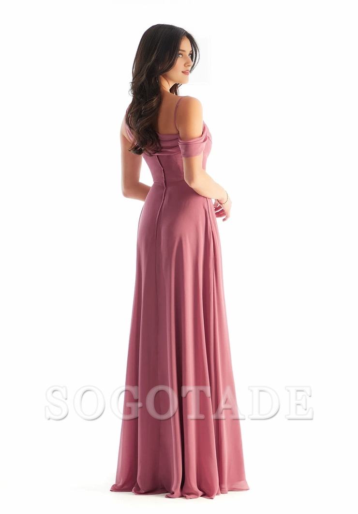 Single shoulder strap pocket collar back zipper and floor length dress