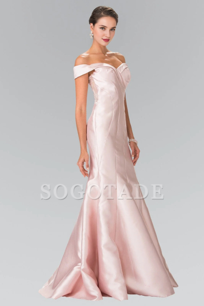 Back transparent lace long off shoulder dress