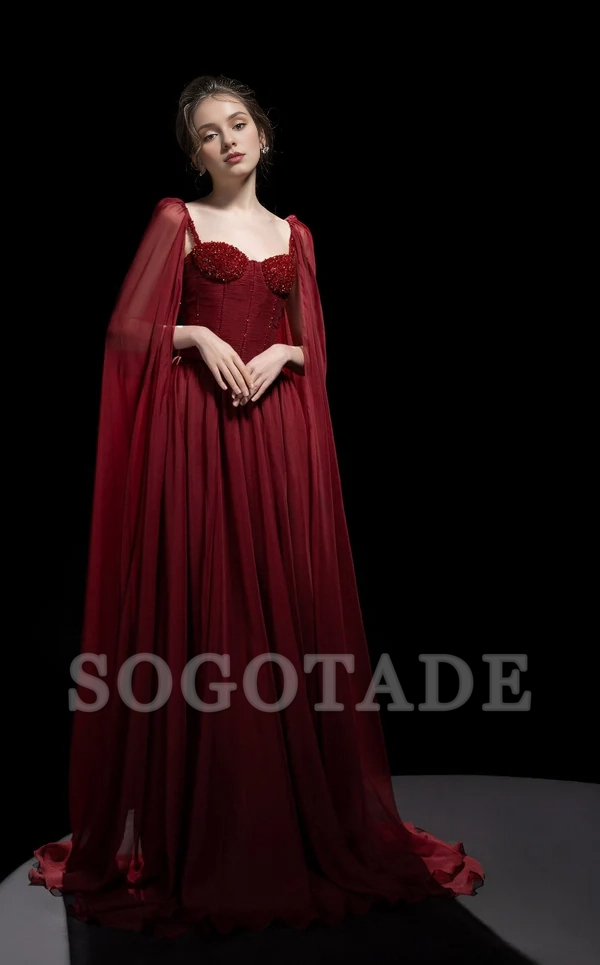 Heart neckline thin shoulder straps exposed back and floor length Prom dress
