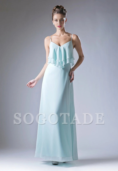 Lotus leaf edge sleeveless chiffon long dress