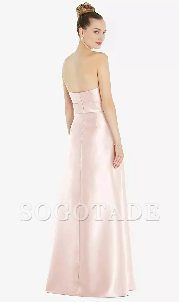 Mini waist belt Basque collar strapless satin Prom dress