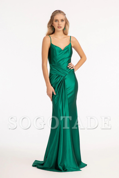 Slimming hemline long sweetheart satin dress