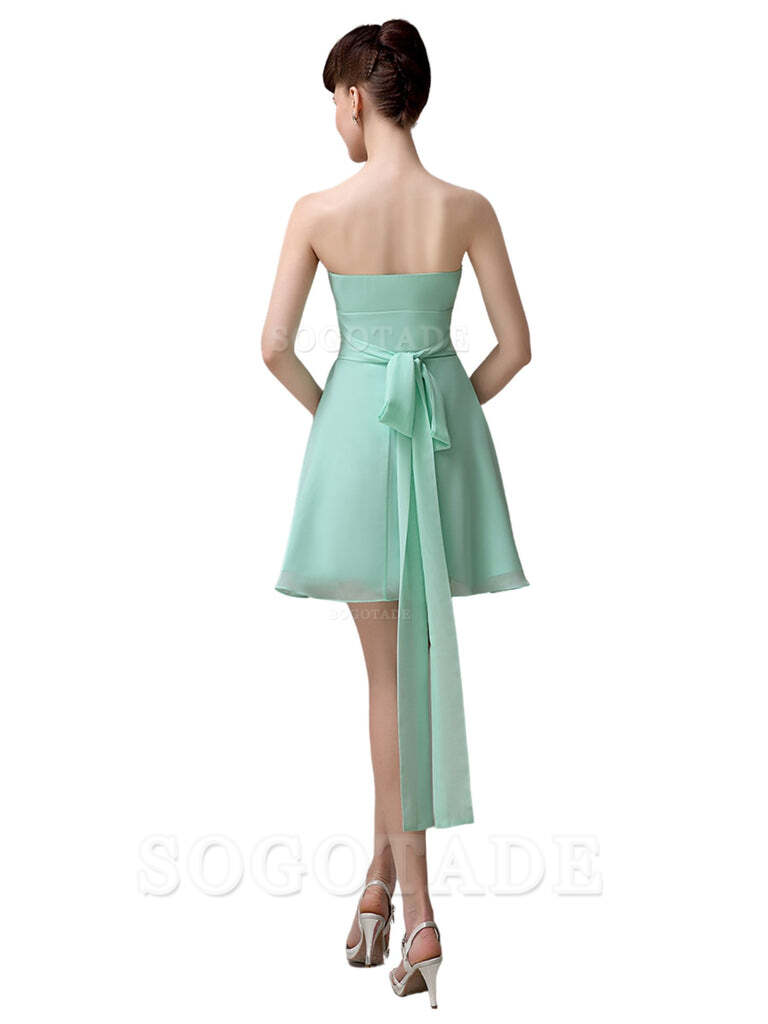 A-Line Off Shoulder Sweatheart Chiffon Short With Flower Bridesmaid Dresses Formal Women's Dresses Wedding Guests Dresses