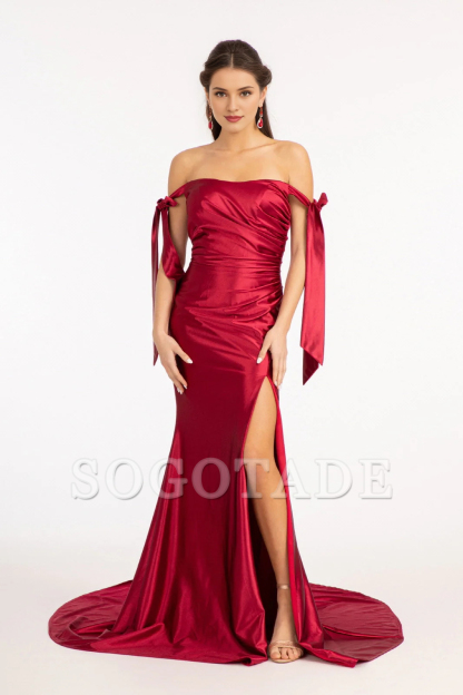 Fitted skirt satin long dress