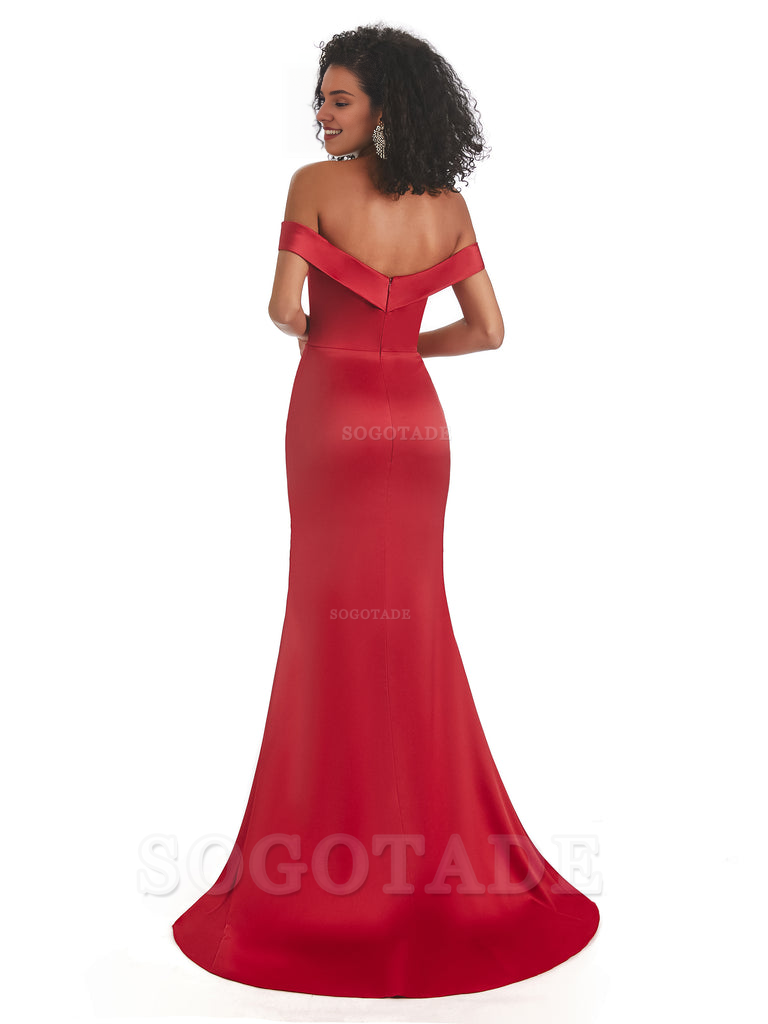 Sexy Mermaid Soft Satin Off The Shoulder Long African Bridesmaid Dresses prom shop dresses
