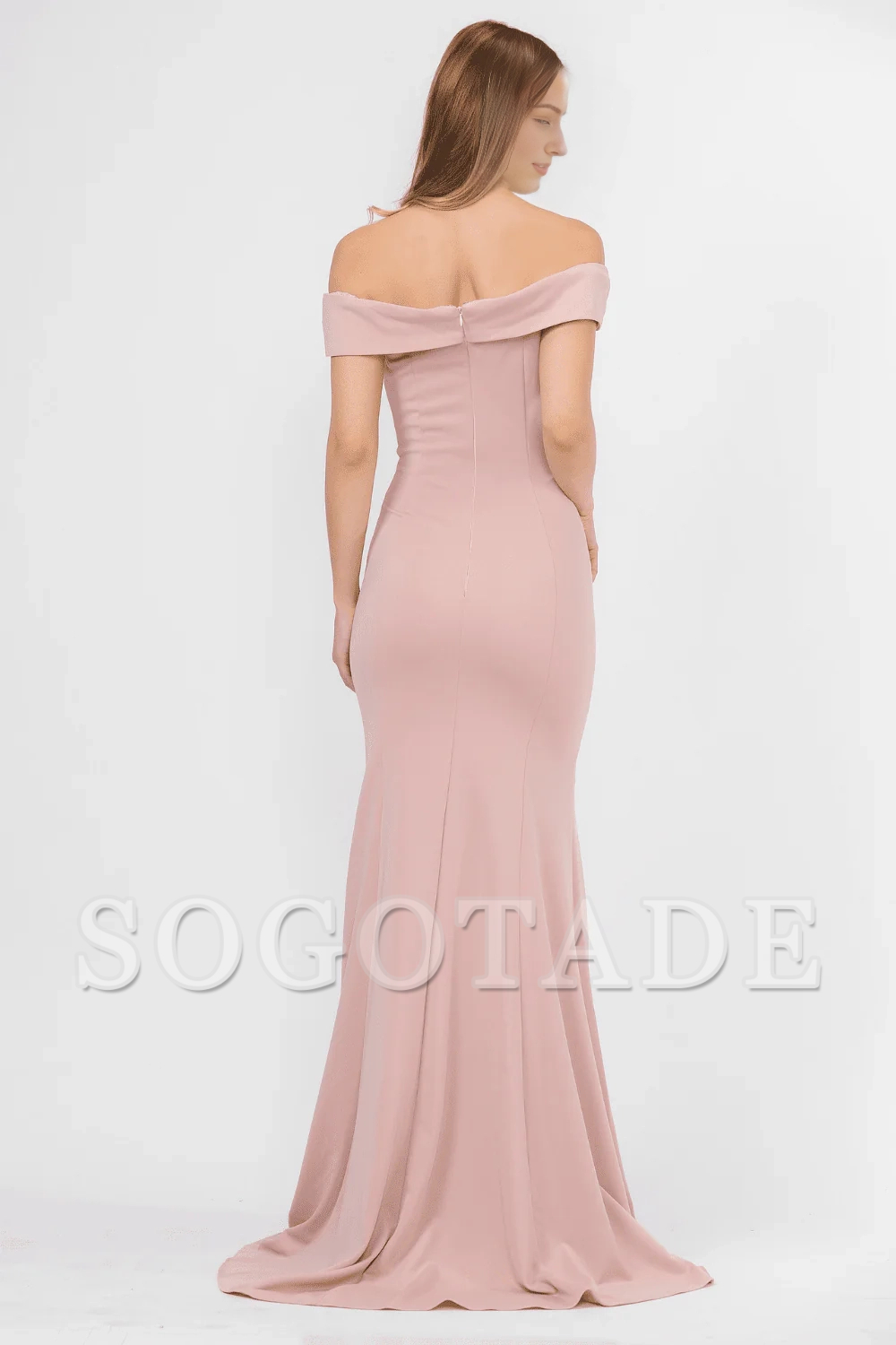 Illusionary Splicing Shoulderless Mermaid Long Dress