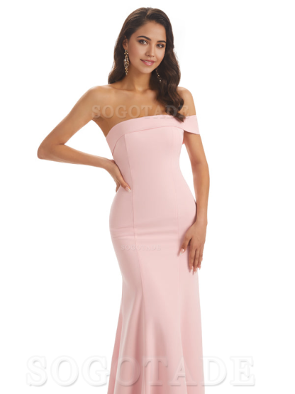 Mermaid One Shoulder Floor-Length Satin Sexy formal dresses evening gown Bridesmaid Dresses