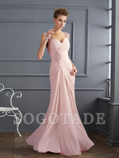 Bodyguard/Pillar Shoulder Mother of the bride dress Official Wedding Guests Landing Long Sleeveless Thin Shoulder Straps Chiffon Water Diamond Ruffle Decoration