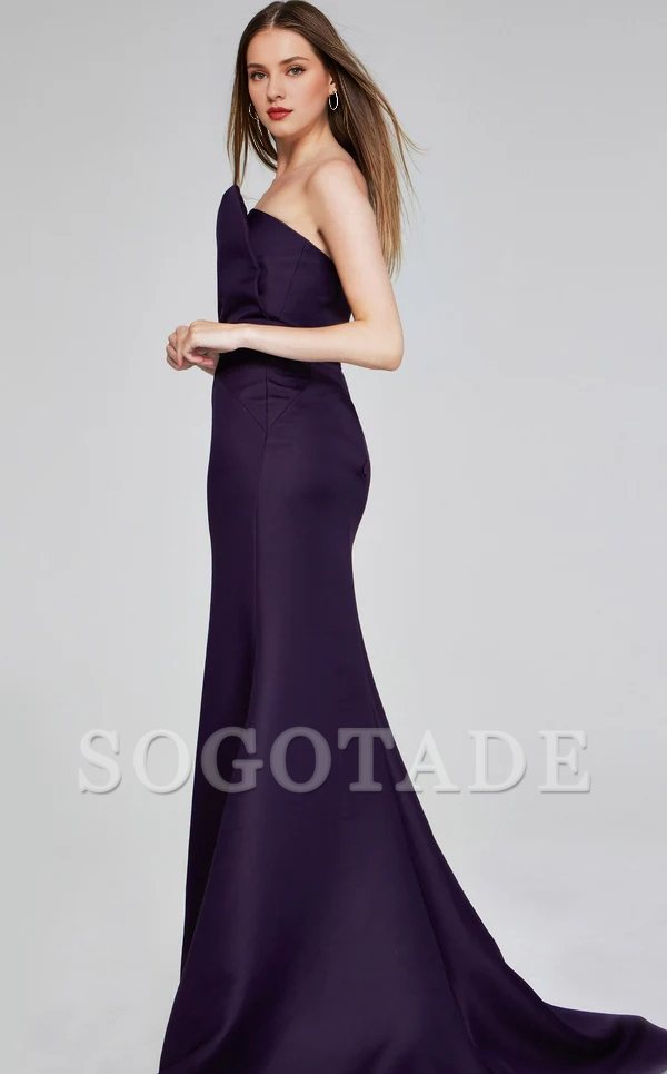 Off shoulder irregular neckline and floor length Prom dress