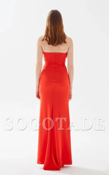 Chicken neckline tight corset straight tube and floor length evening dress