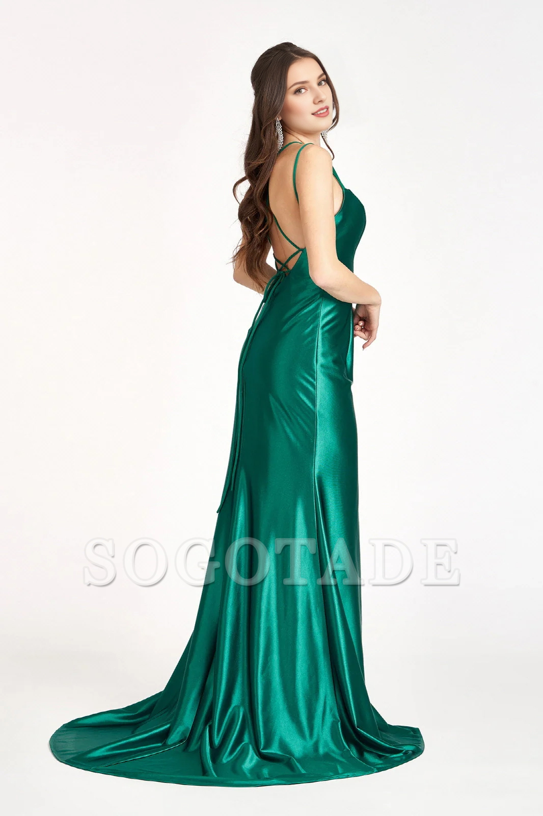Fitted skirt satin long dress