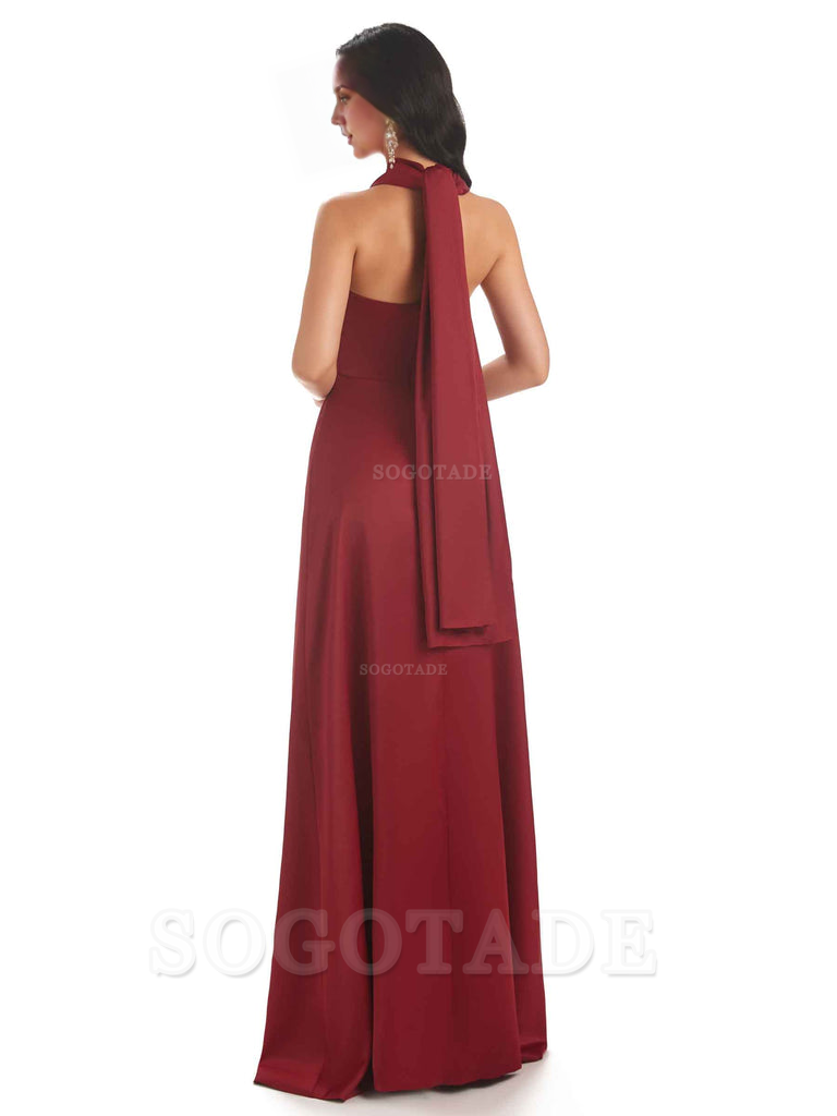 Convertiable Soft Satin A-Line Long Wedding Bridesmaid Dresses Online prom dress in store
