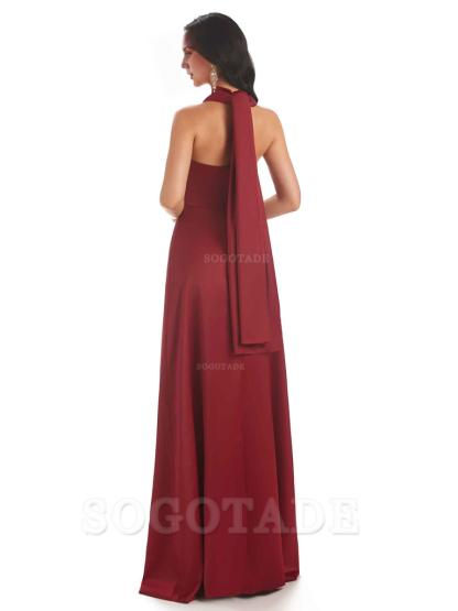 Convertiable Soft Satin A-Line Long Wedding Bridesmaid Dresses Online prom dress in store