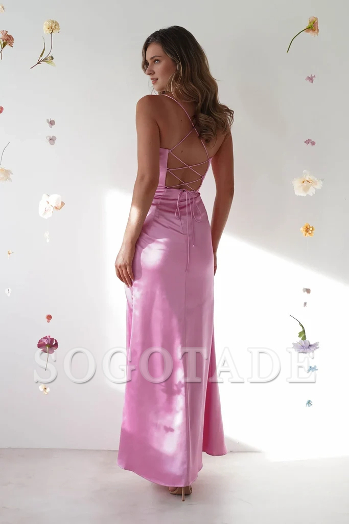 Flower pink tight corset satin evening gowns