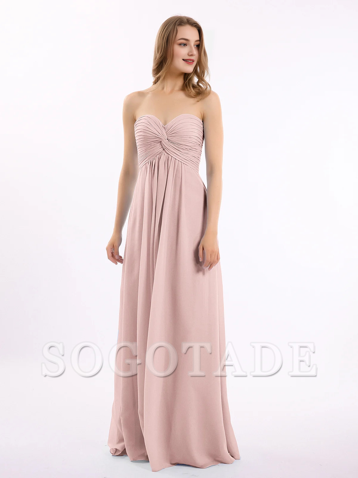 Sweetheart strapless Empire chiffon bridesmaid dress