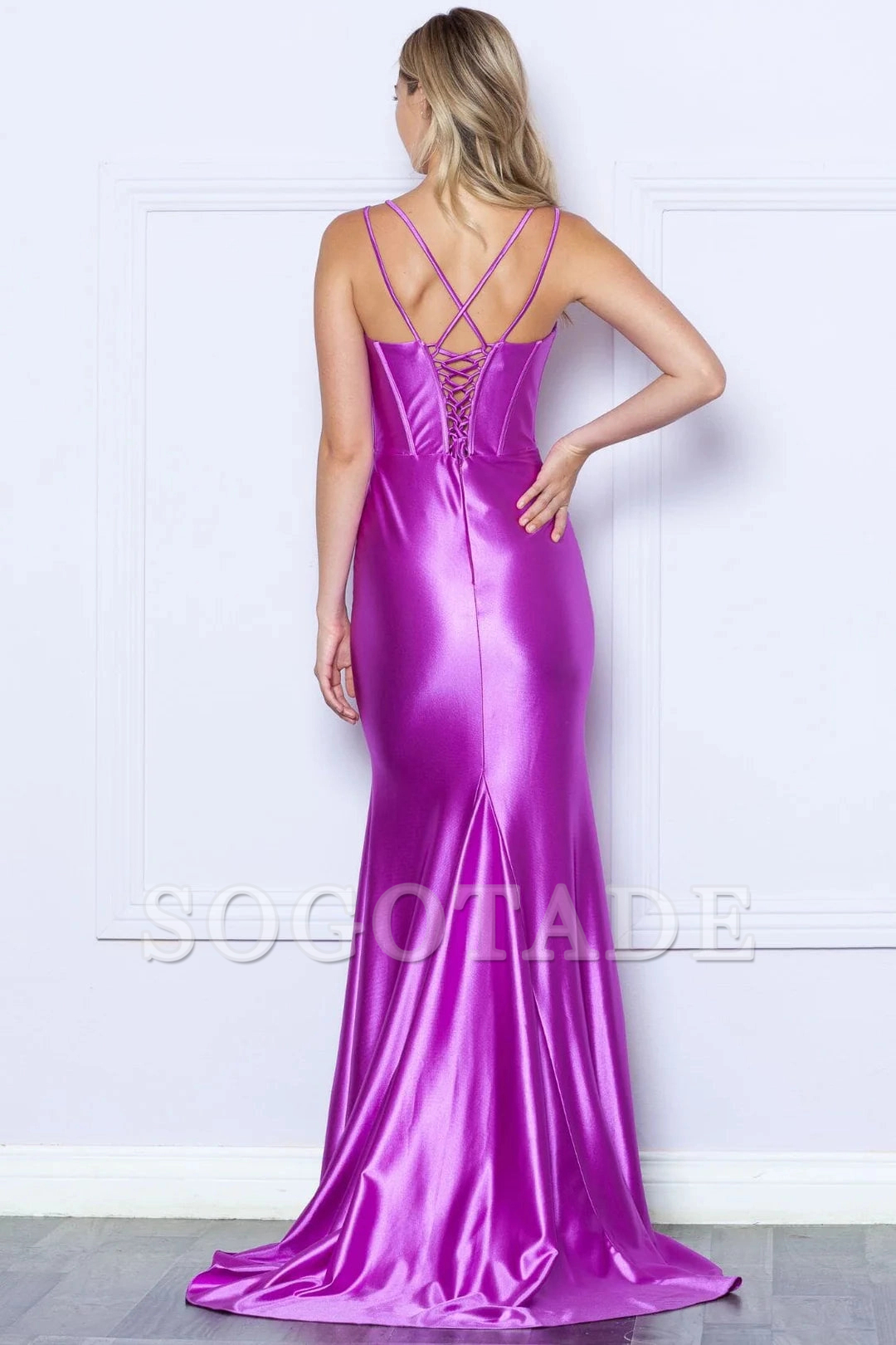 Slimming mermaid skirt pleated long sleeveless tight corset dress