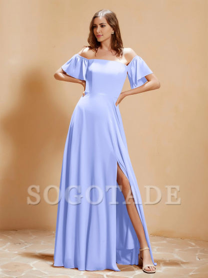 Pocket off shoulder chiffon dress