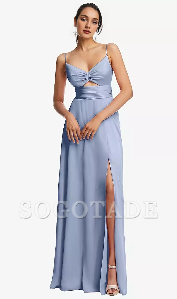 Adjustable shoulder straps triangular hollow tight corset long Prom dress