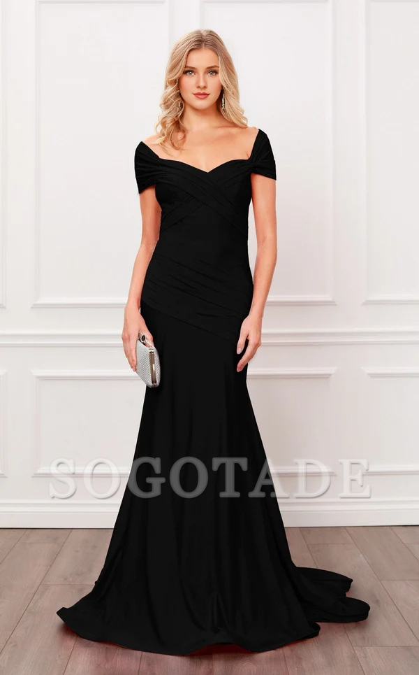 Mermaid short sleeved backless tight corset and floor length evening gown
