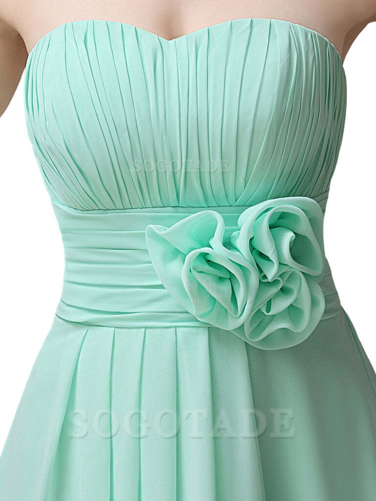 A-Line Off Shoulder Sweatheart Chiffon Short With Flower Bridesmaid Dresses Formal Women's Dresses Wedding Guests Dresses