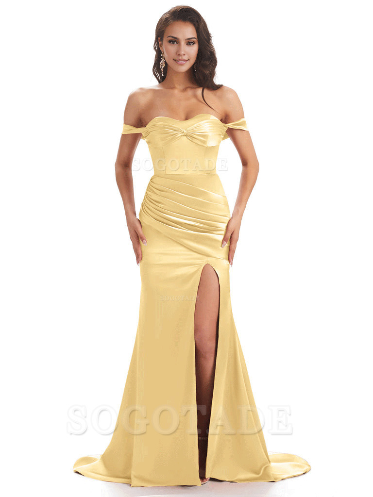 Sexy Halter Mermaid Silky Satin Unique Long Formal Dresses