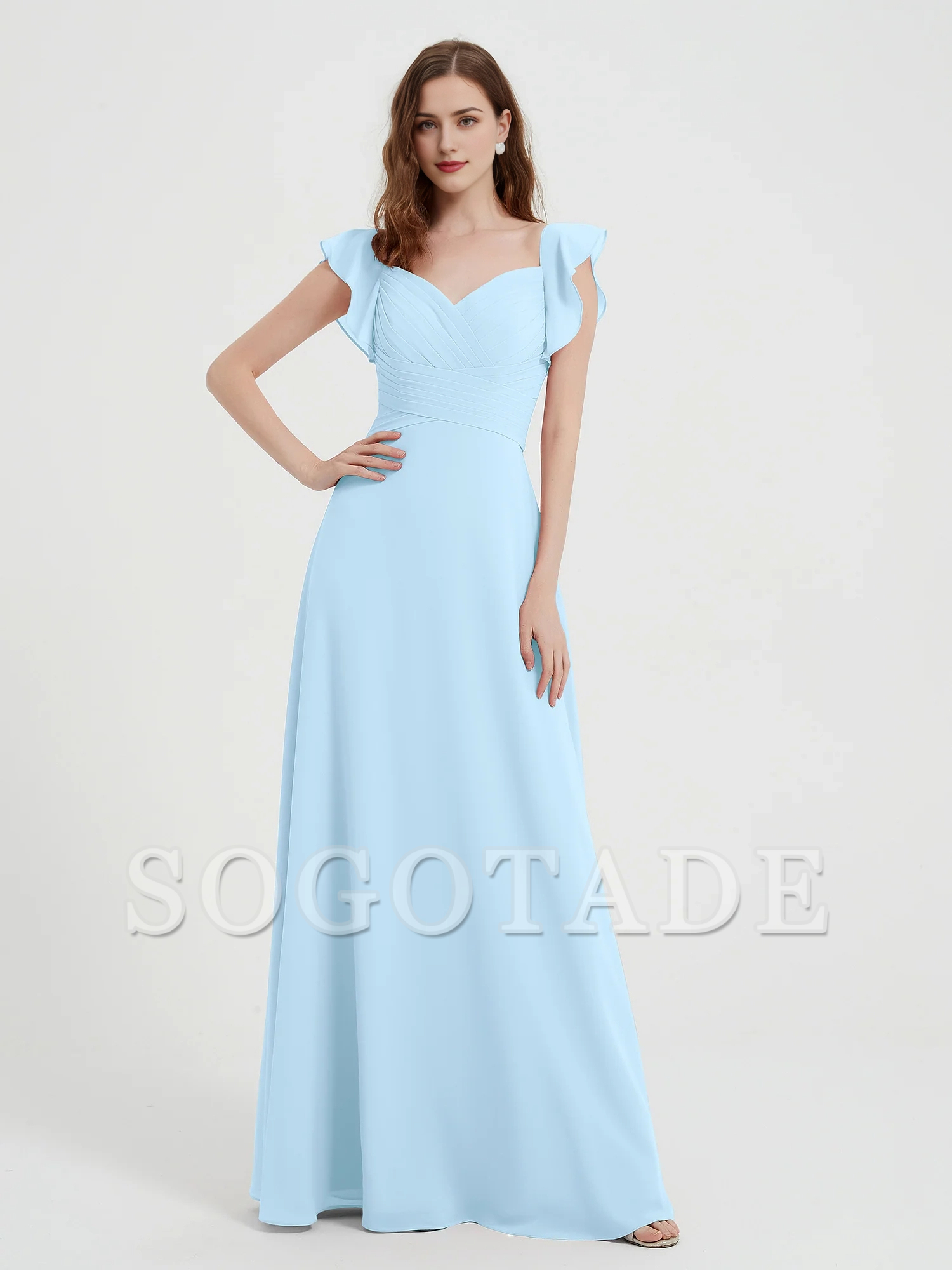 Sweetheart Drifting Sleeves Chiffon Dress