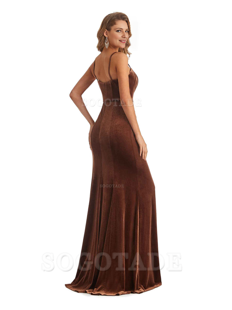 Elegant Charming V-Neck Mermaid Spaghetti Straps Backless Velvet Long High Quality Bridesmaid Dresses Formal Women's Dresses Wedding Guests Dresses