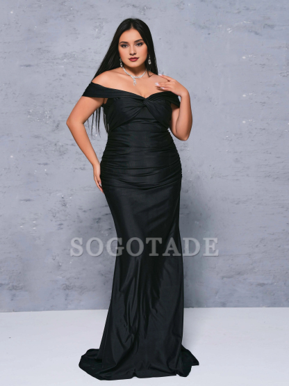 Off shoulder backless fishtail and floor length godowns evening dresses