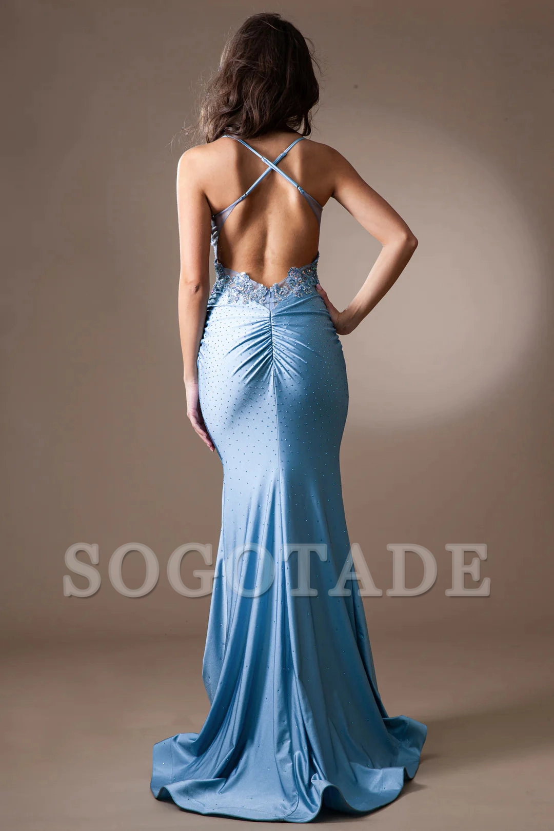 Embroidered sequin decal long sleeveless tight corset dress