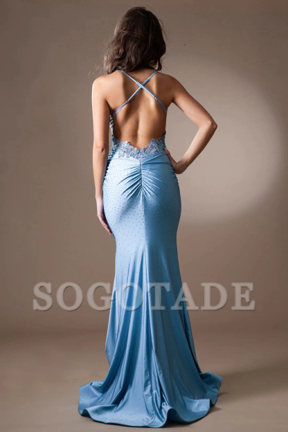 Embroidered sequin decal long sleeveless tight corset dress