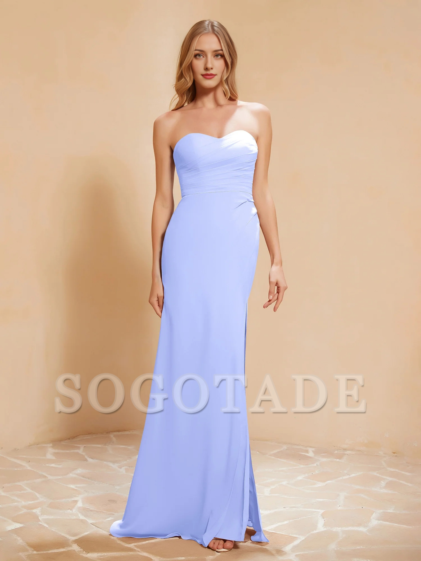 Sweetheart tight slit chiffon dress