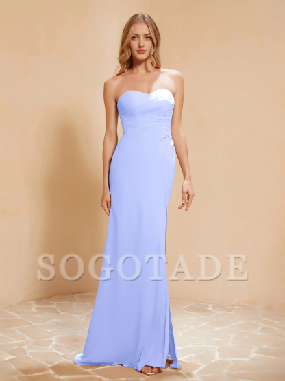 Sweetheart tight slit chiffon dress