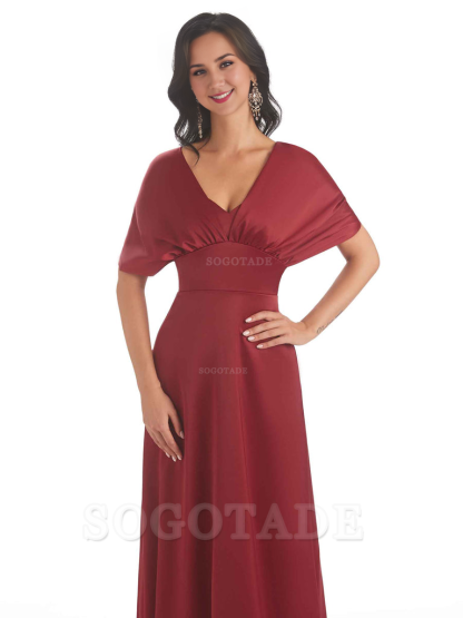 Convertiable Soft Satin A-Line Long Wedding Bridesmaid Dresses Online prom dress in store