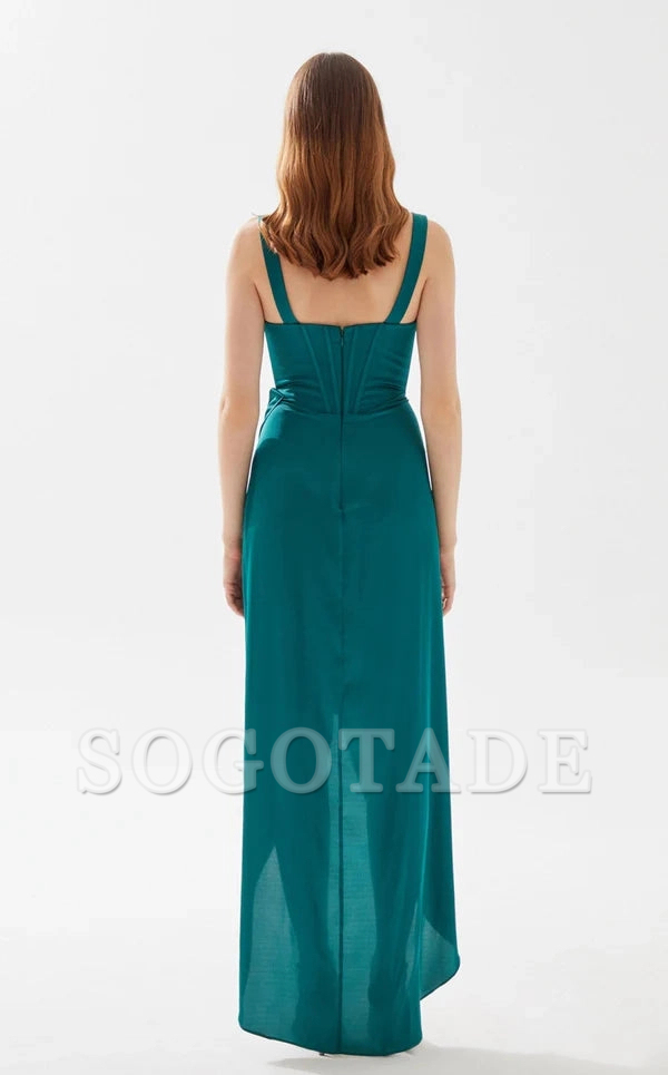 Deep V-neck sleeveless high slit and floor length evening dress